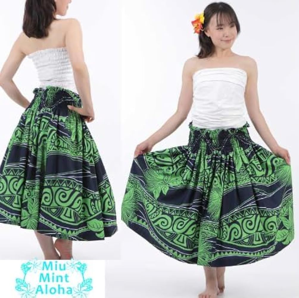 Mint Aloha フラワー柄 パウスカート 黒 Amazon.co.jp: [ミウ・ミント・アロハ] パウスカート フラダンス